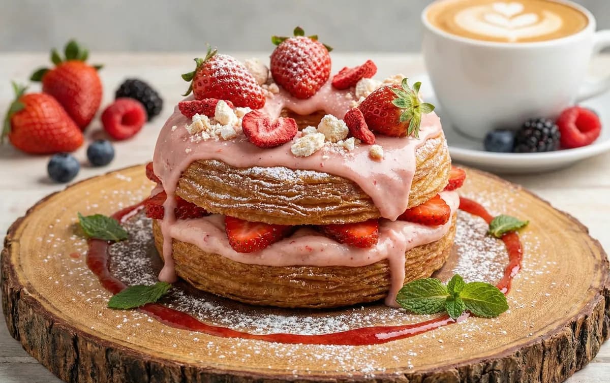 Saboroso Cronut de Morango com Creme