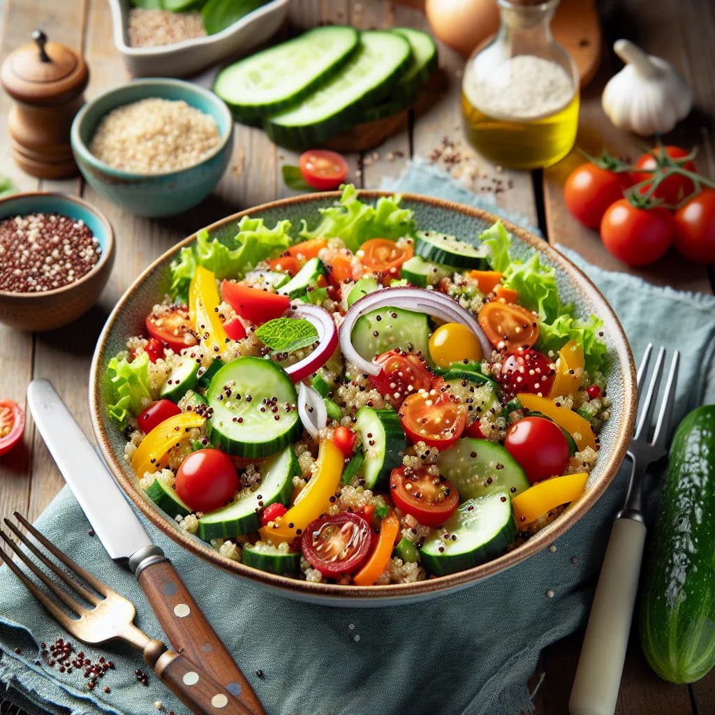Deliciosa Salada de Quinoa com Legumes Frescos