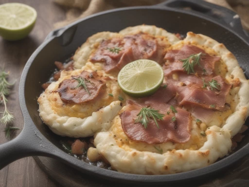 Crocantes Puffer de Ervilha Fresca com 'Bacon' Vegano Defumado