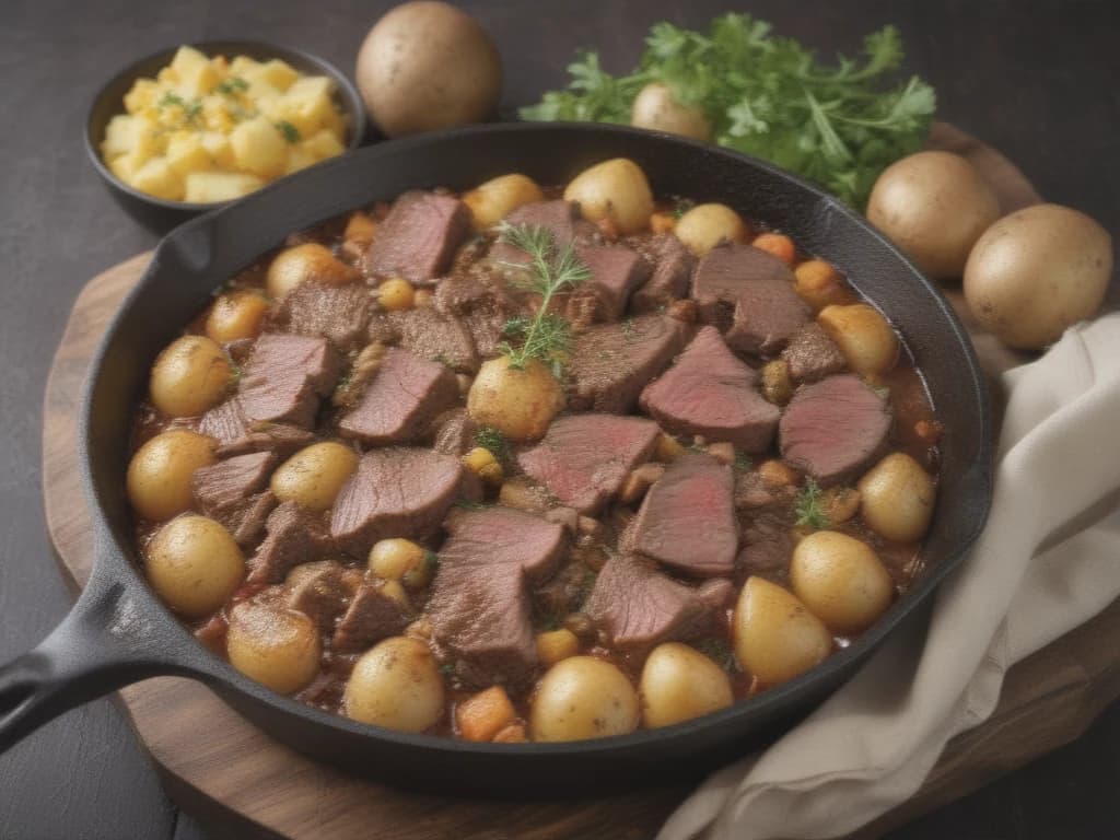 Deliciosa Carne Assada com Batatas para o Almoço
