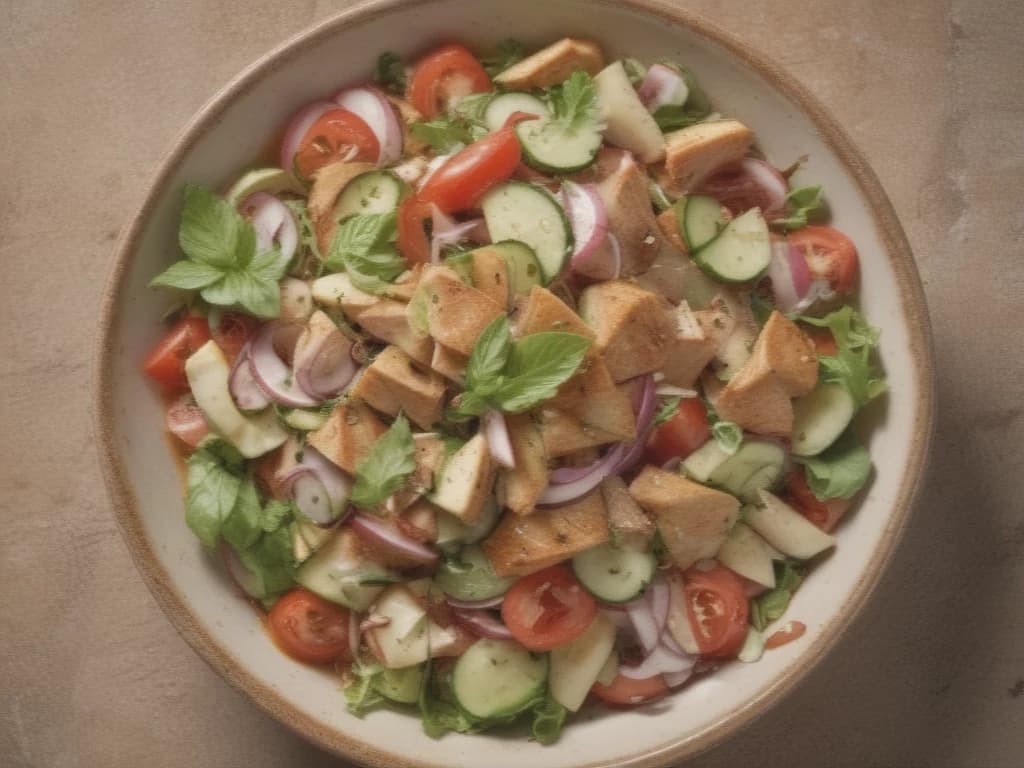 Fattoush Fácil: Refrescante, Crocante e Pronto em Minutos