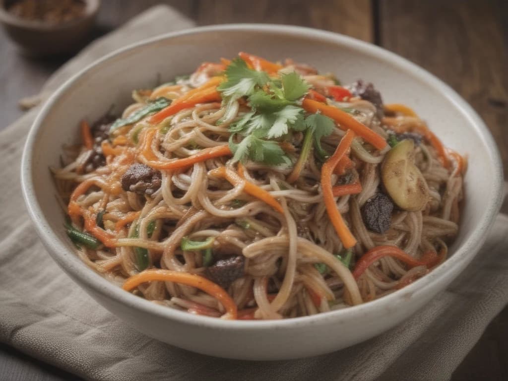 Japchae: Uma Delícia Coreana de Macarrão de Batata-Doce