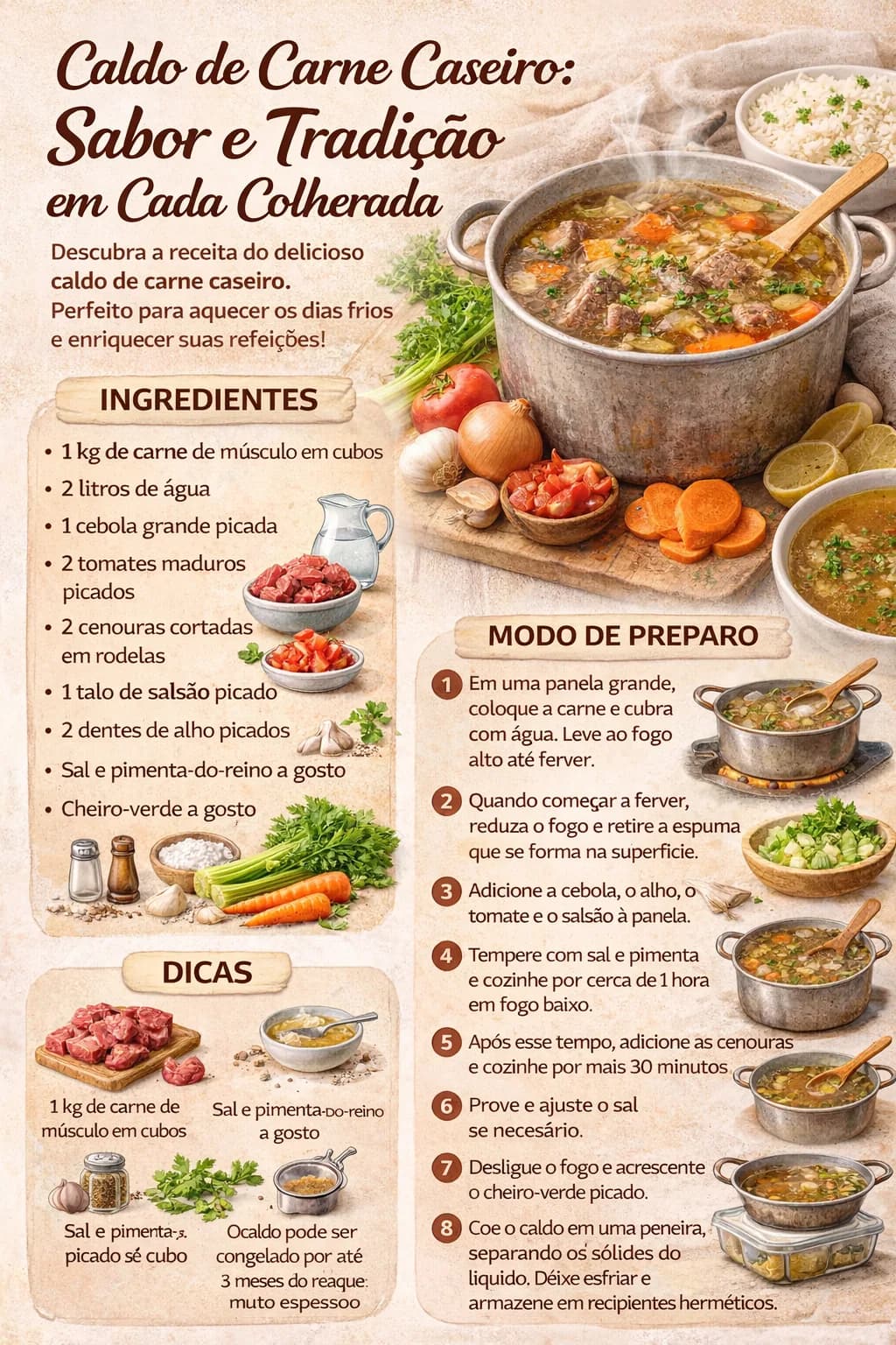 Caldo de Carne Caseiro: Sabor e Tradição em Cada Colherada
