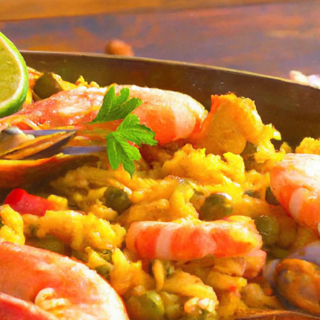 Deliciosa Paella de Frutos do Mar: Um Banquete Espanhol