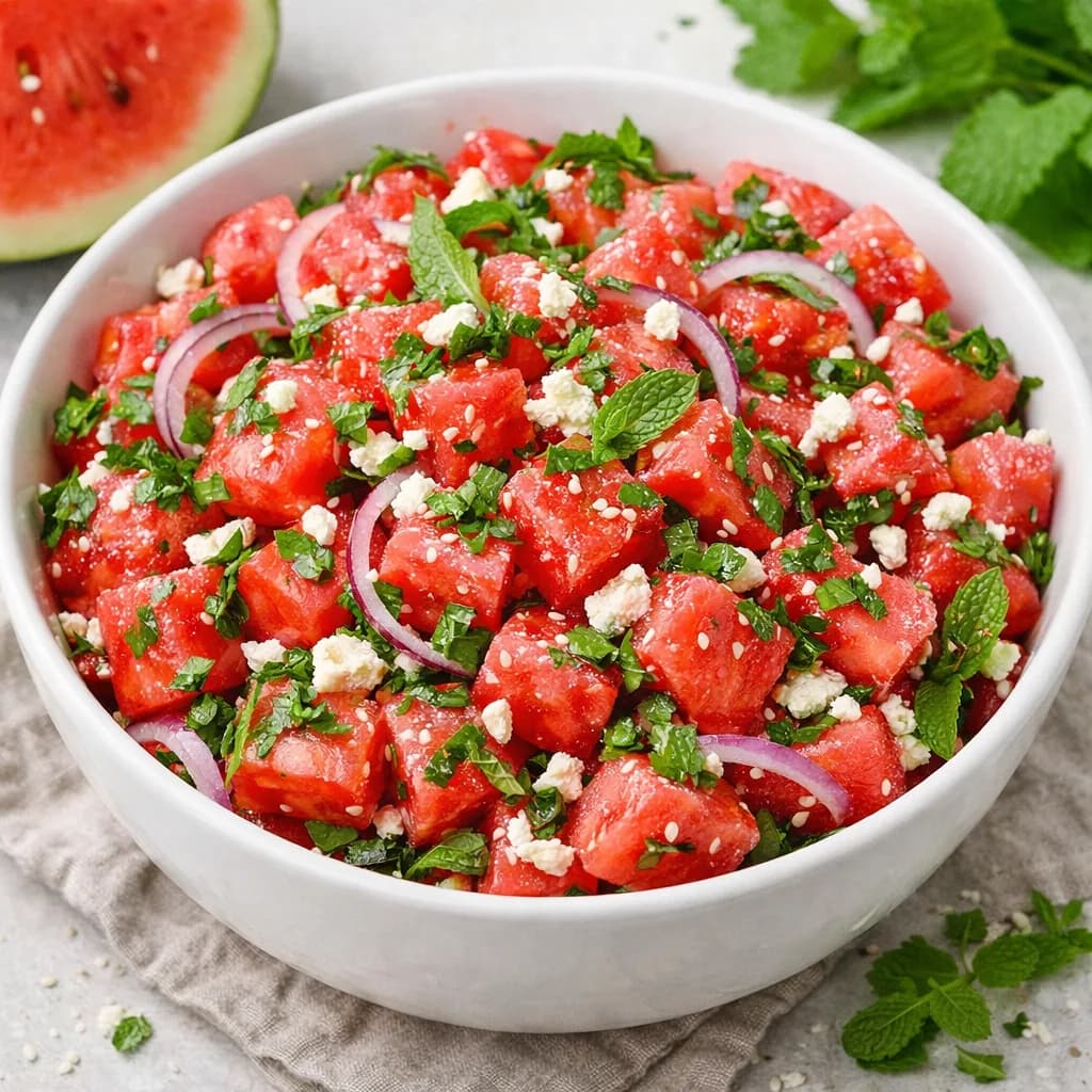 Refrescante Salada de Melancia com Hortelã