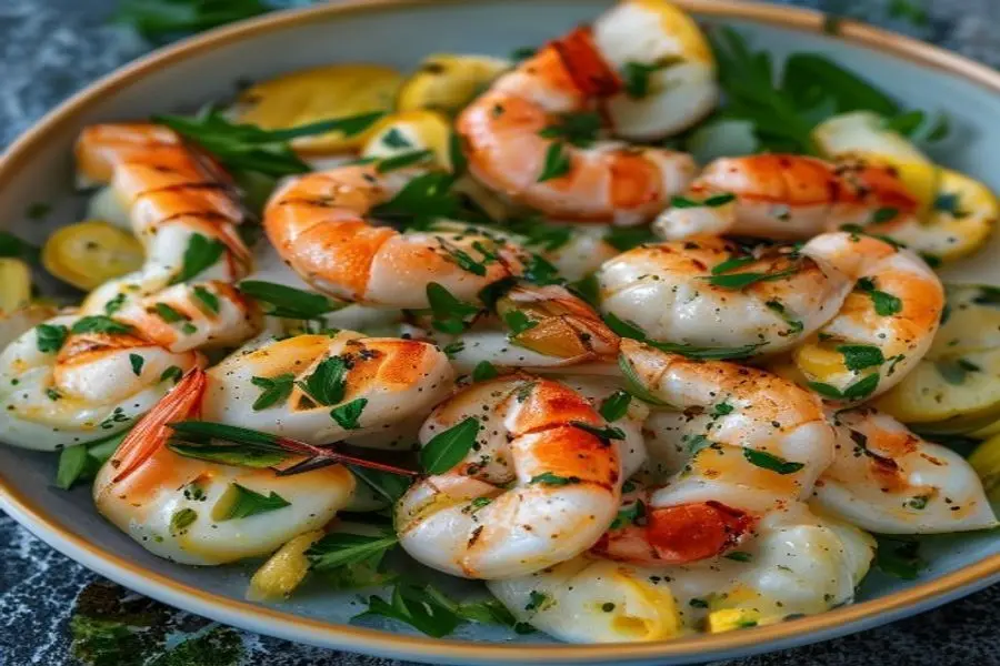 Saganaki de Camarão e Feta: Salada Vibrante ao Estilo Panzanella