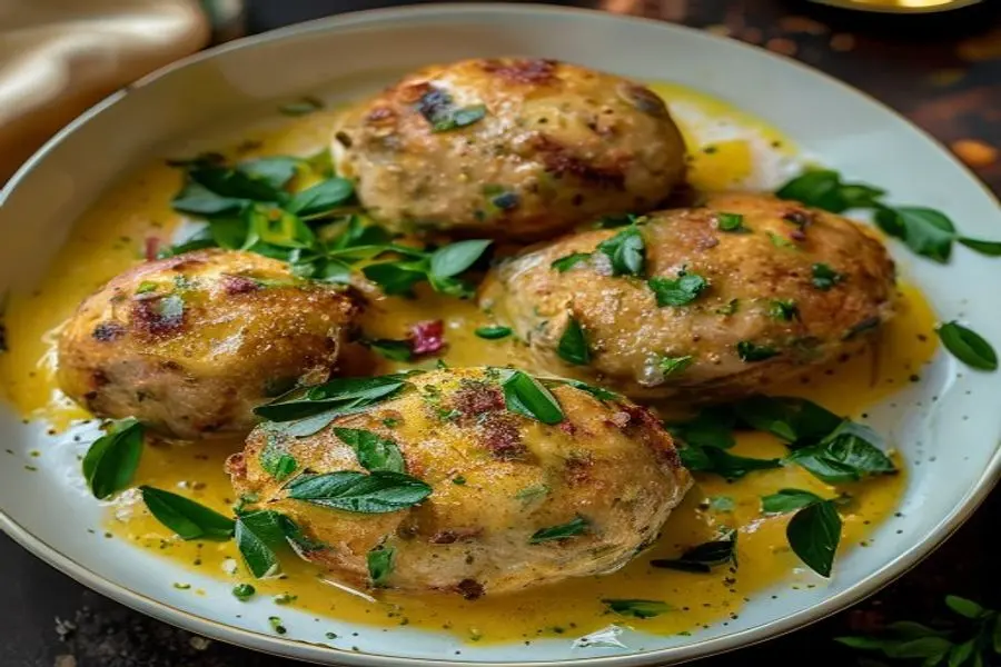 Almôndegas de Frango Cítricas com Purê Pesto Branco Cremoso