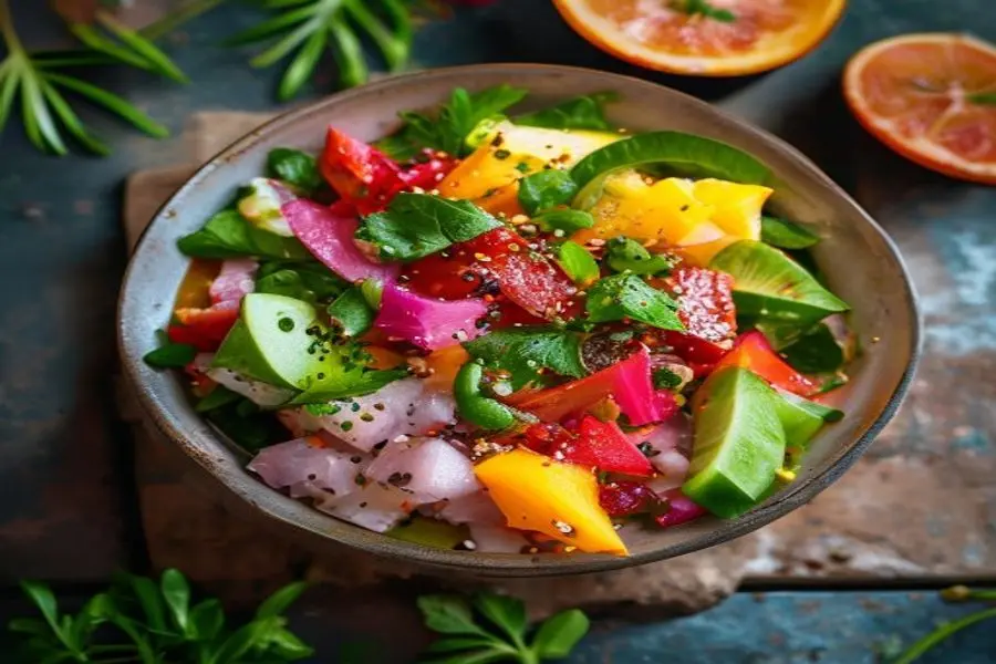 Ceviche Tropical Vibrante: Refeição Leve e Veloz para Dias Quentes