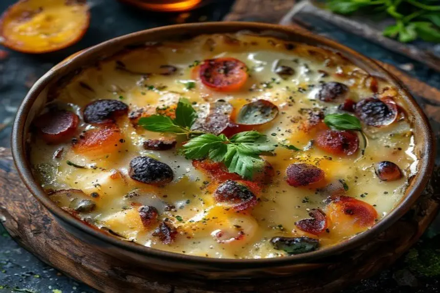 Decadência Aromática: Gratin de Batatas ao Roquefort Confit