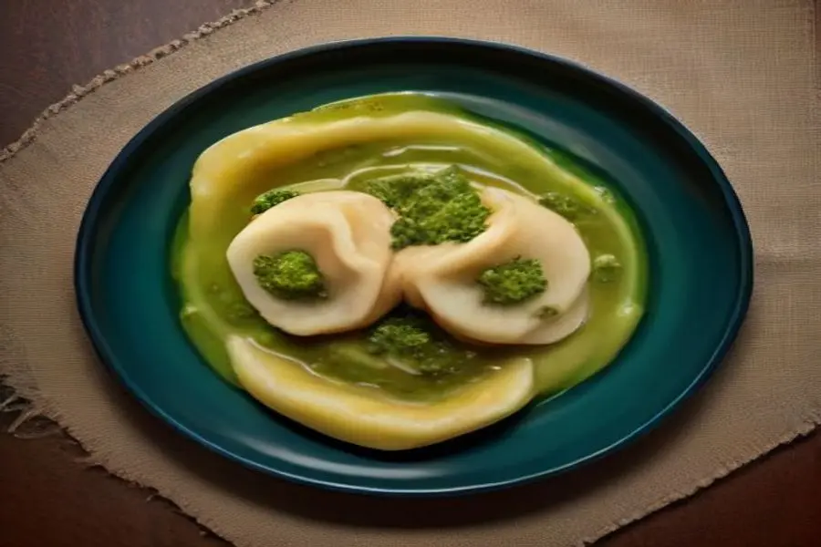 Dumplings de Ricota Rápida com Pesto em Caldo Tomate Fresco