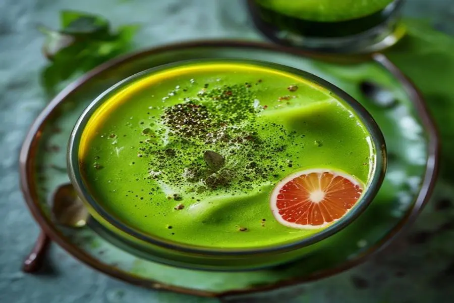 Leve Mousse Cítrica de Hortelã e Matcha Digestivo