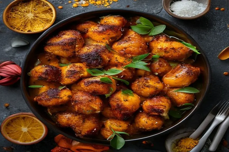 Peito de Frango Dourado ao Perfume Cítrico de Gengibre