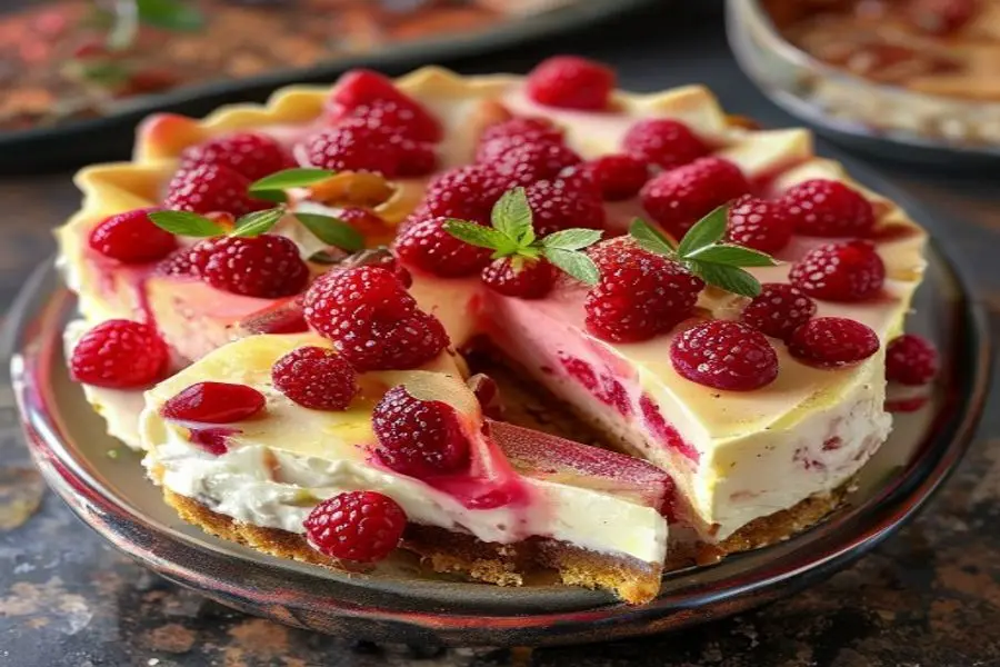 Redemoinho Carmesim: Barras Cremosas de Cheesecake com Framboesa & Pudim