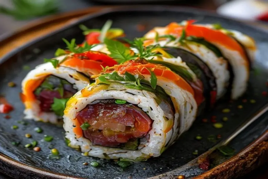 Rolo Futomaki Vegano Picante: Burrito de Sushi Inovador