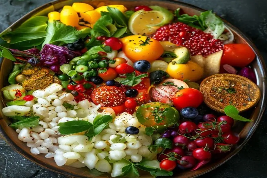Salada Vibrante de Grãos e Legumes Frescos: Almoço Leve sem Folhas