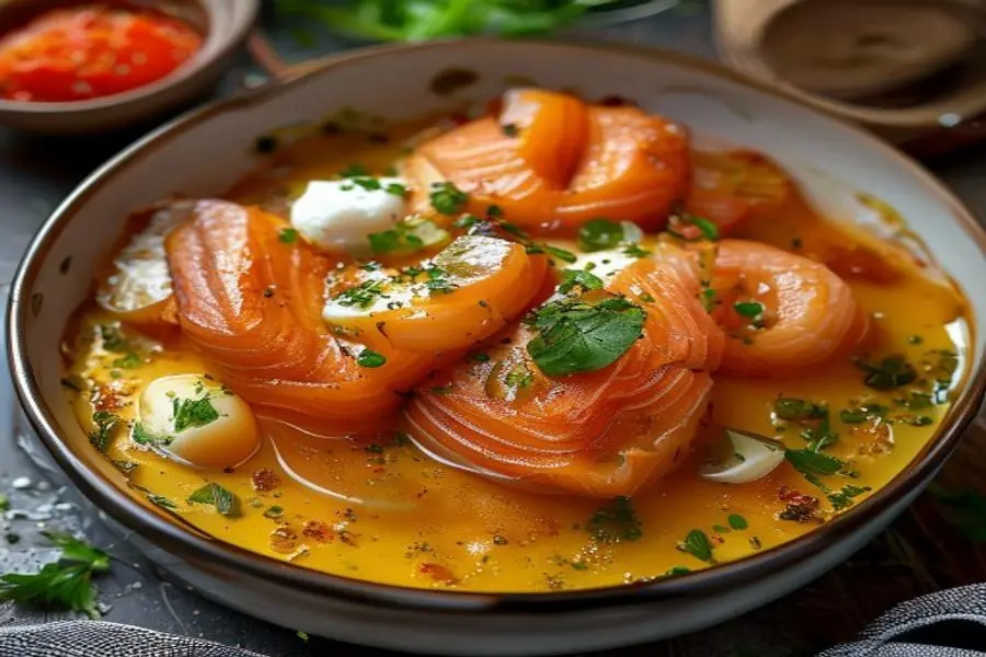 Salmão Confit: Sabor Preciso com Manteiga de Cebolinha Fresca