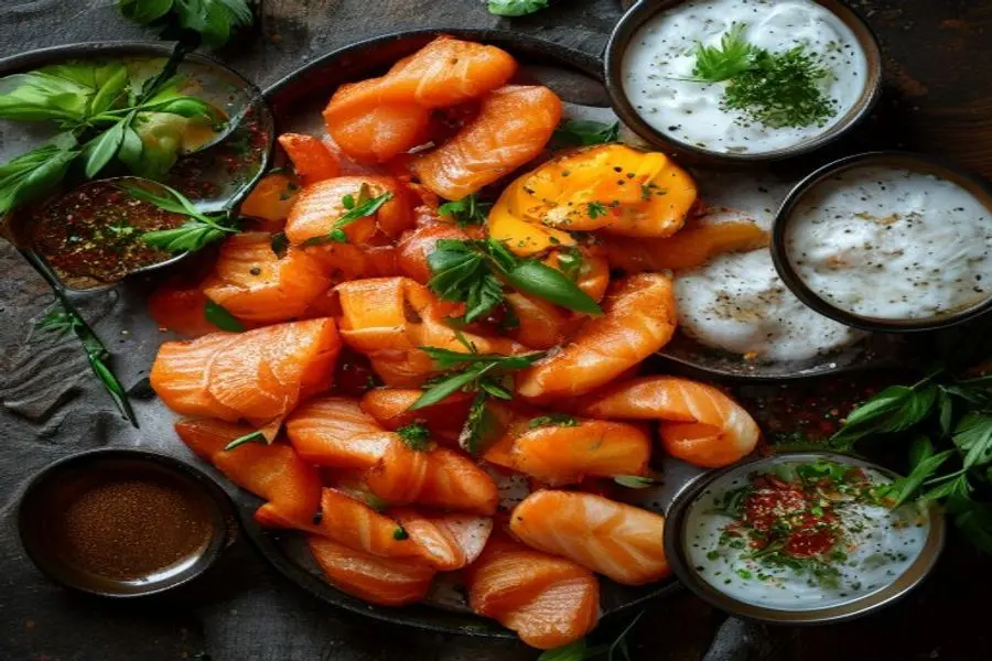 Salmão Crocante & Tigelas Frescas: Mayo Picante Sabor Umami