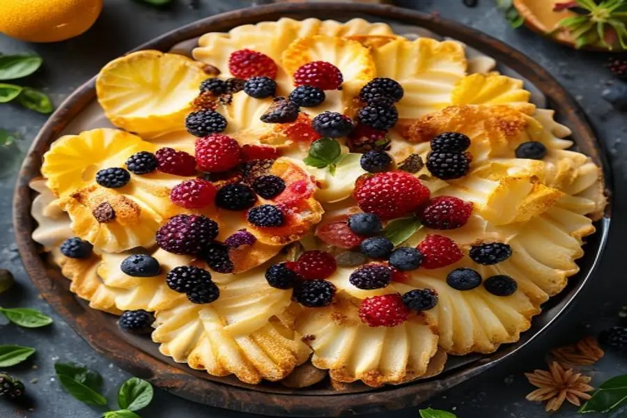 Tarteletes Crocantes de Aveia com Creme Cítrico e Frutas Frescas
