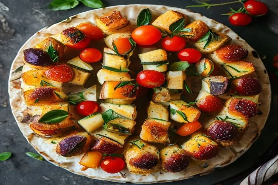 Torta Rústica de Milho Doce, Abobrinha e Tomate Cereja