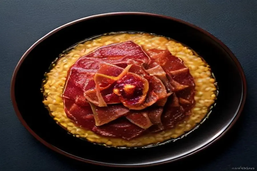 Umami Profundo: Risoto de Cogumelos com Amaro e Crispy Prosciutto