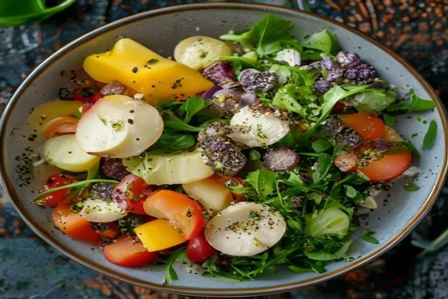 Vibrante Salada de Couve: Maçã Verde, Nozes e Vinaigrette Dijon