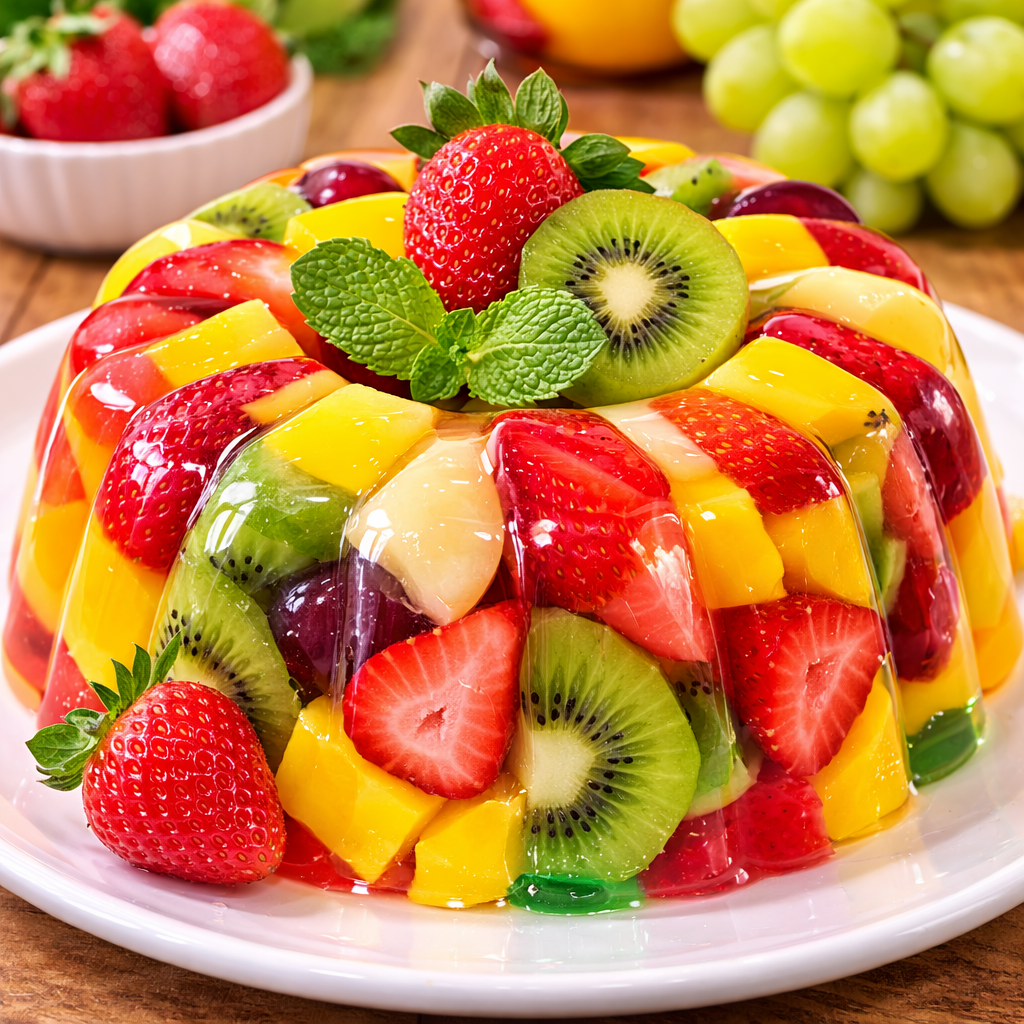 Gelatina Colorida com Frutas
