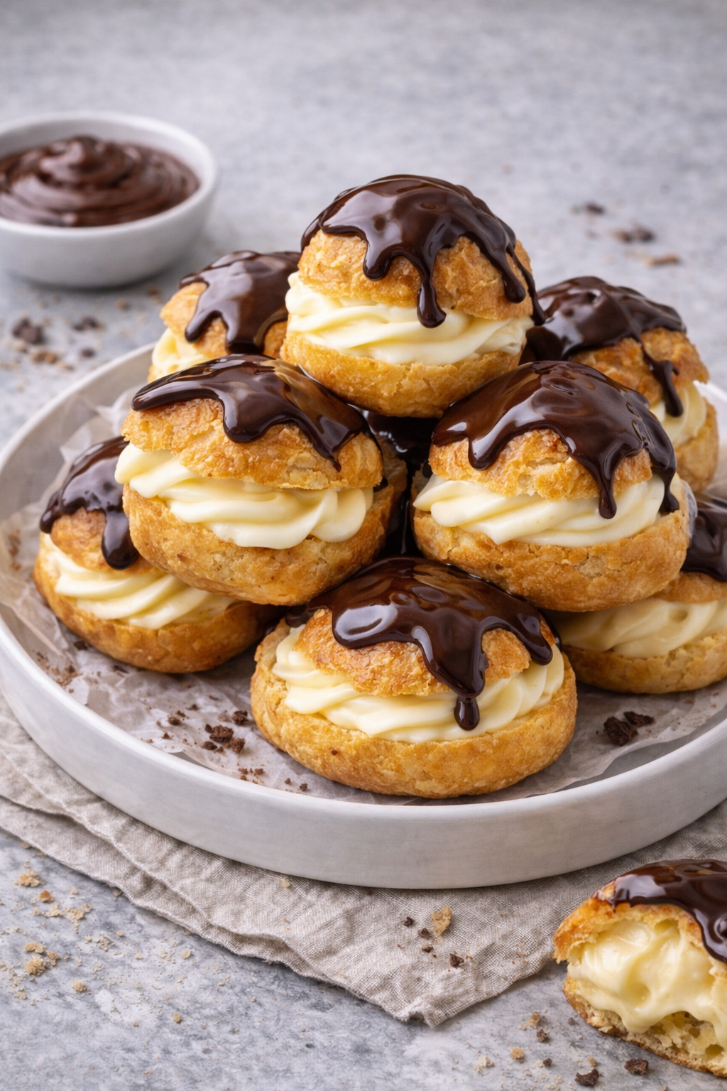 Profiteroles Recheados com Creme