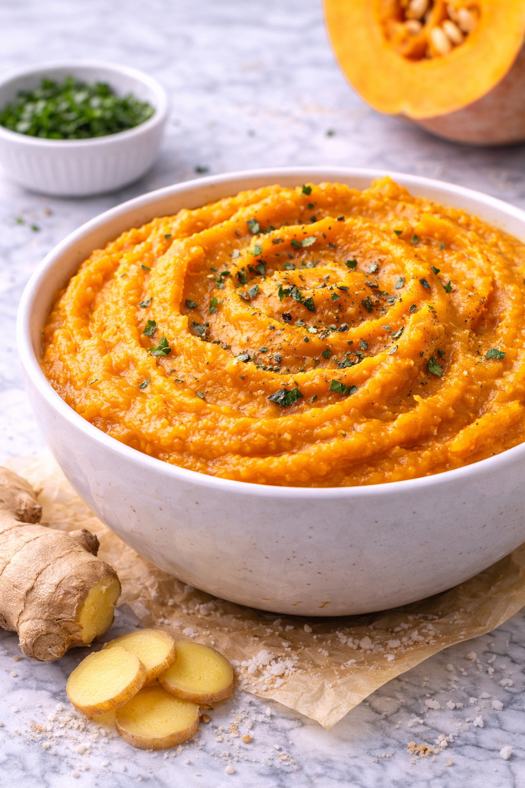 Purê de Abóbora com Gengibre