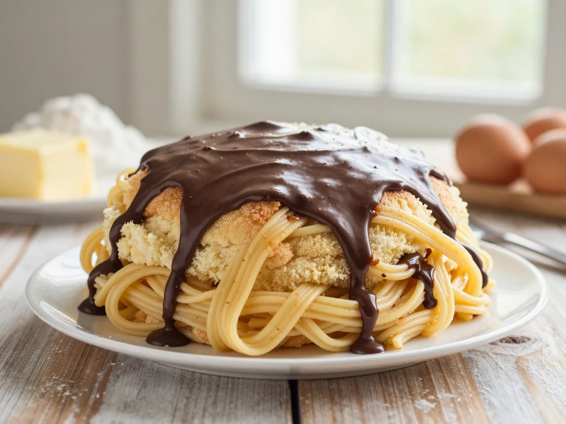 Bolo de Massa Fofa com Cobertura de Chocolate