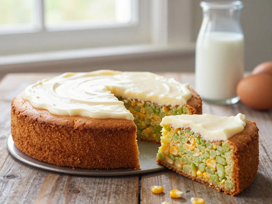 Delicioso Bolo de Milho com Cobertura Cremosa