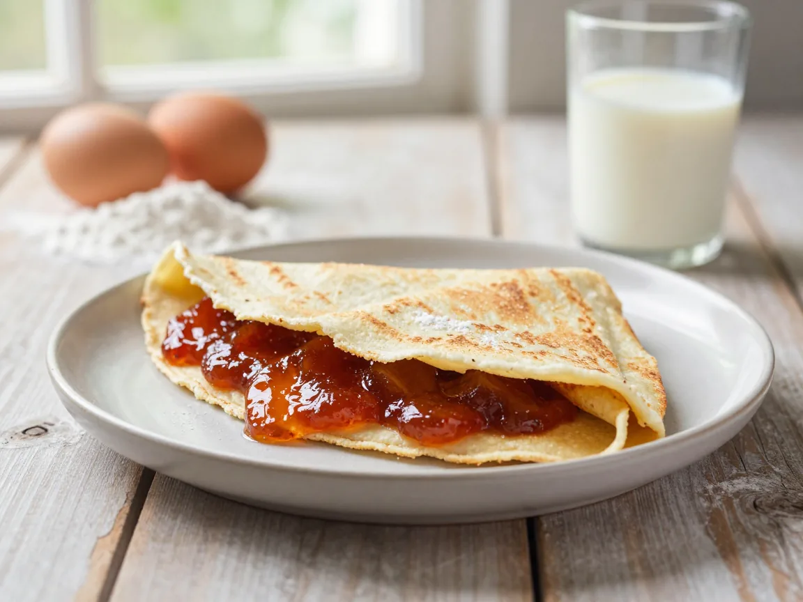 Receita de Crepe Delicioso com Geleia de Frutas