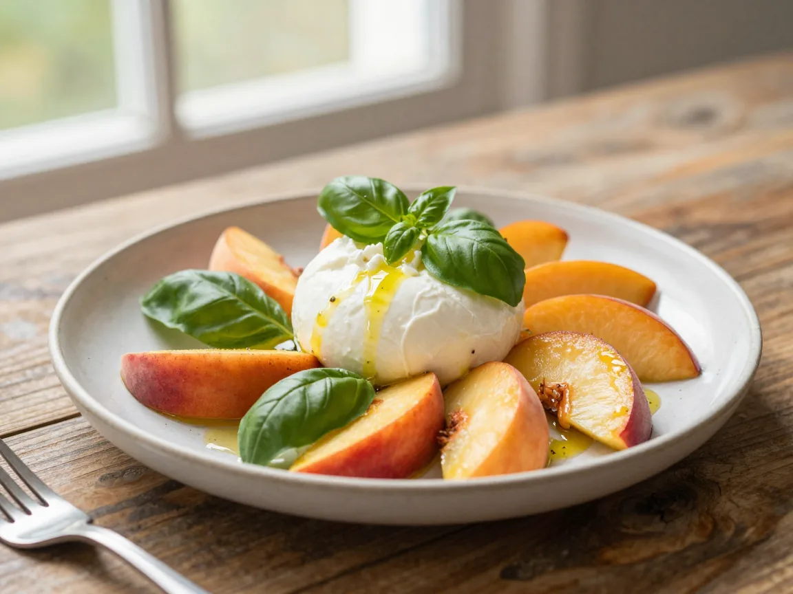 Salada de Pêssego com Burrata: Leve e Refrescante