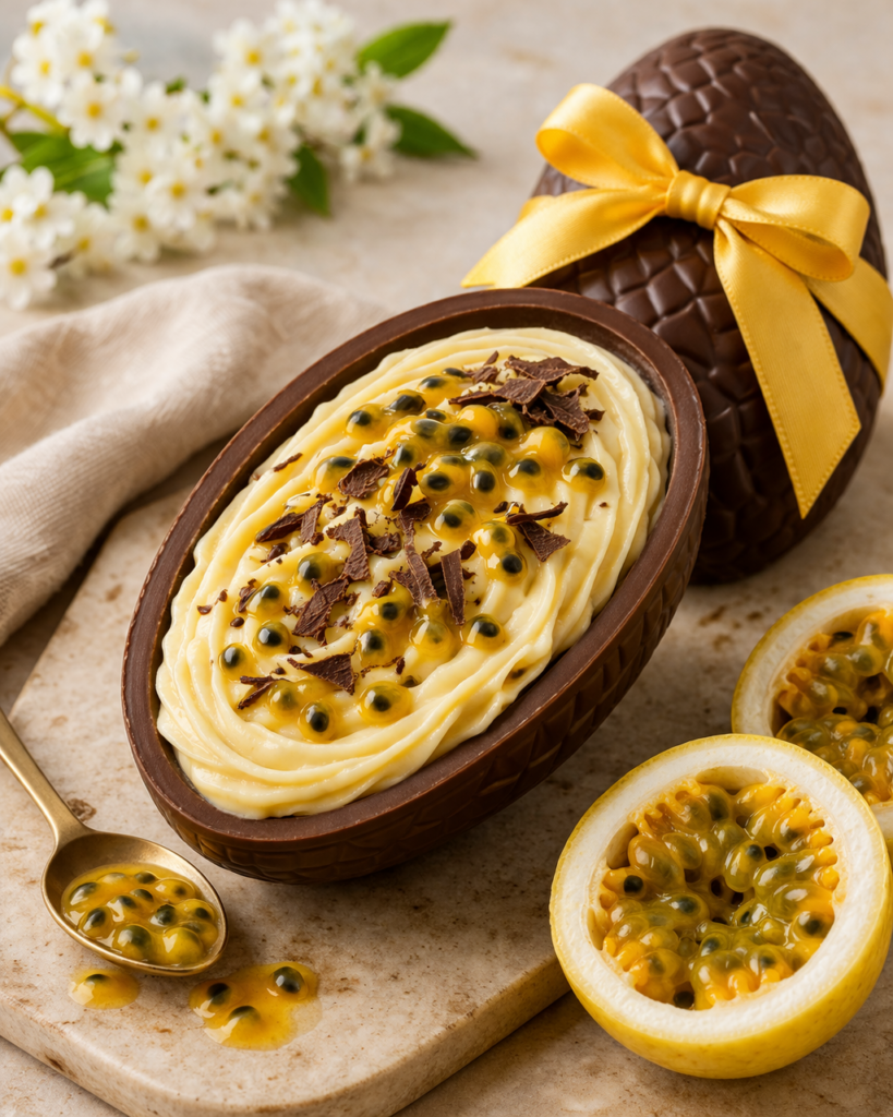 Huevo de Pascua trufado de maracuyá