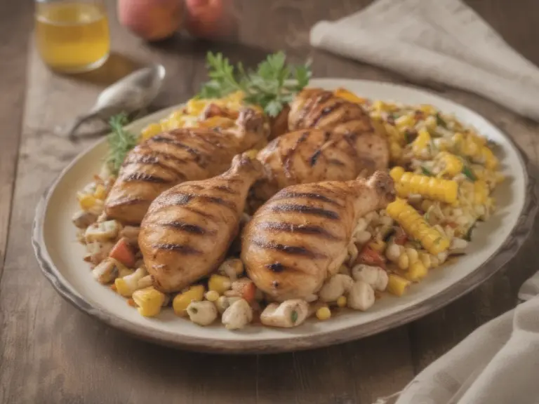 हल्का रात का खाना: Grilled Chicken with Peach and Corn Salsa
