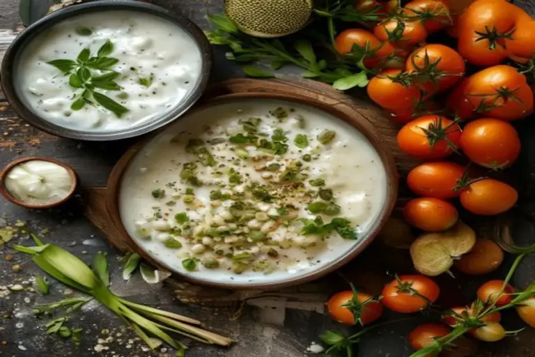 Cocina de Cebollas y Lentejas con Rúcula y Yogur