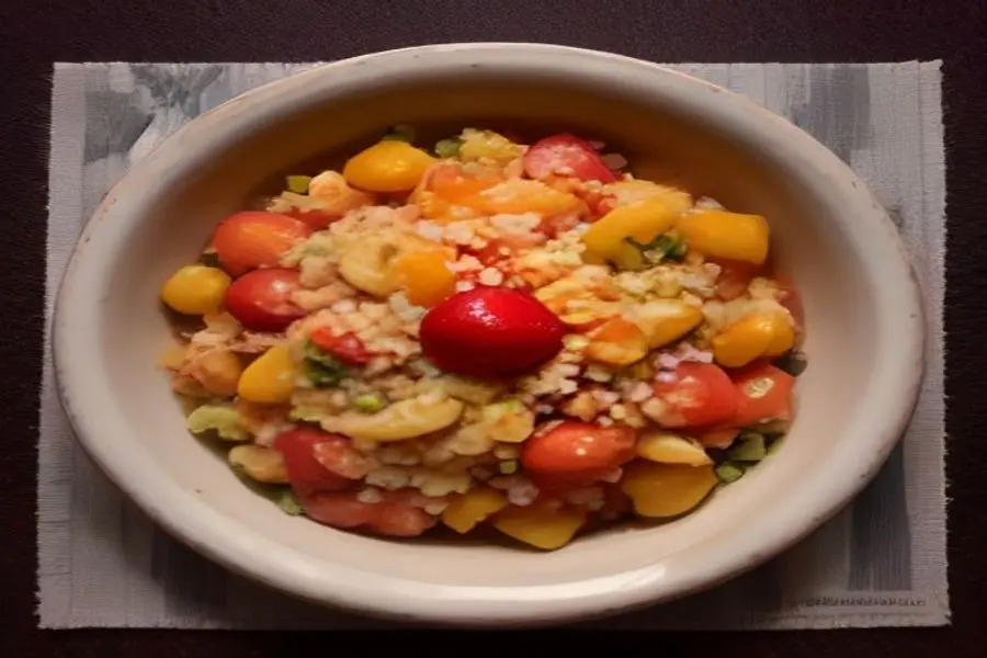 Crunchy Freshness: Summer Salad of Pluots, Tomatoes, and Mung Beans
