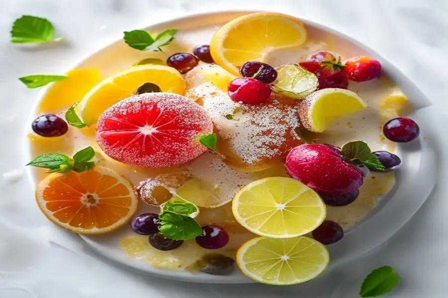 Mousse de Fresas Frescas y Limón con Crocante de Almendras