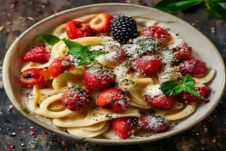 Creamy Summer Pasta Salad with Strawberry, Feta, and Almonds