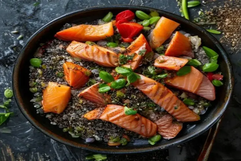 Protein Mediterranean Salmon: Grilled with Quinoa and Chickpeas