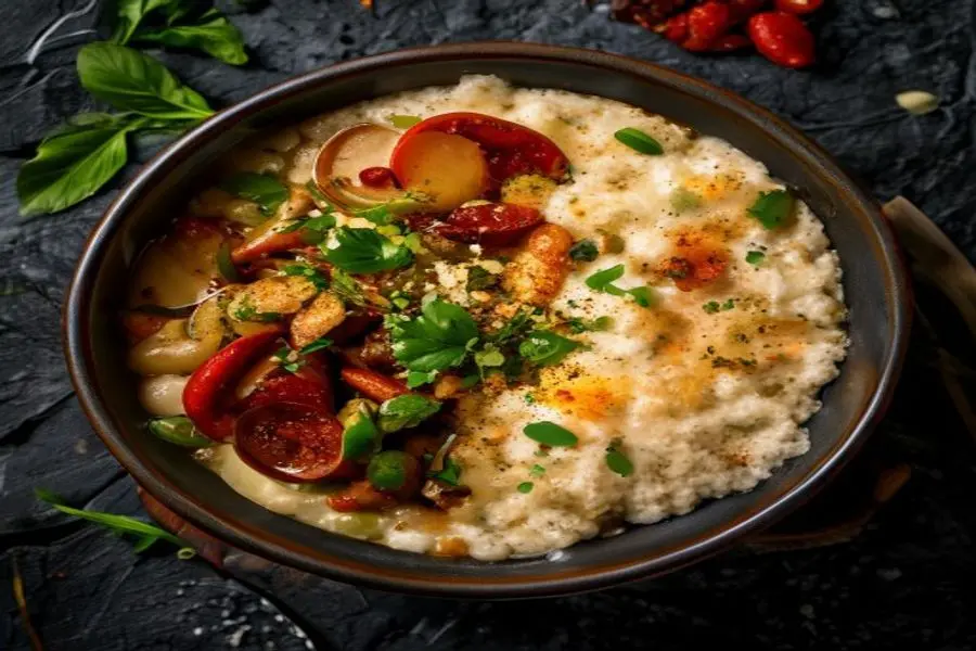Sopa Sedosa de Frijol Blanco: Azafrán, Ajo y Toques Cítricos