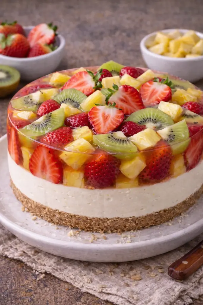 Delicioso Cheesecake de Gelatina de Frutas