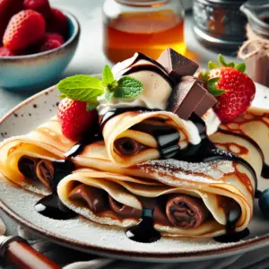 Deliciosos Crepes Franceses com Recheio de Chocolate