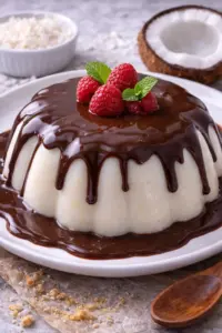 Delicioso Manjar Branco com Calda de Chocolate